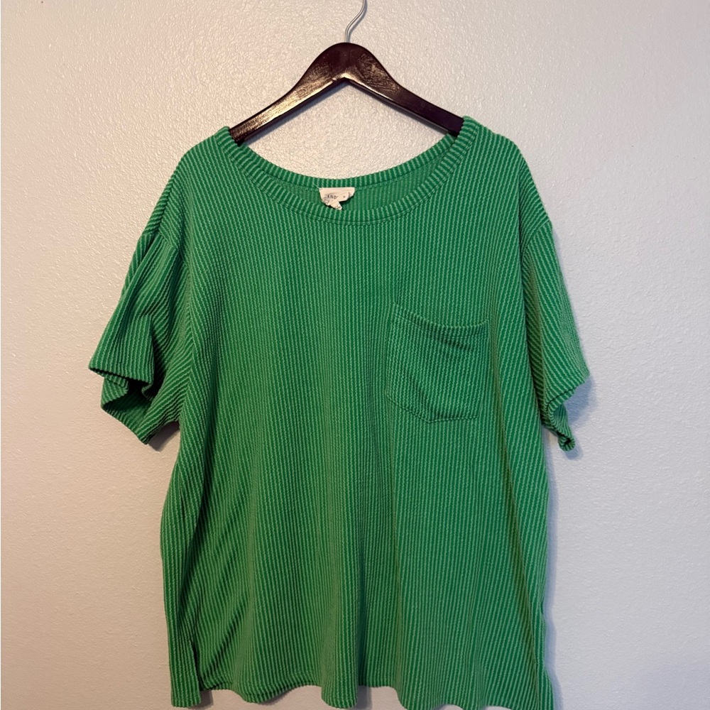 ANDREE BY UNIT Green Ribbed Top